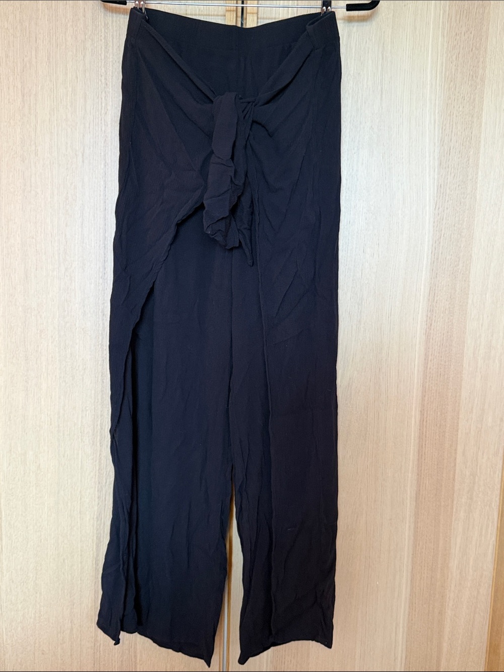 Cover-up Wide-Leg Tie-Front Pants